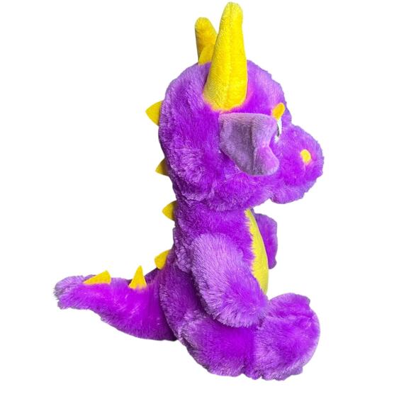 BJ TOY COMPANY Purple & Yellow Spyro Dragon with Horns 10in Plush Kids Toy - Picture 4 of 9